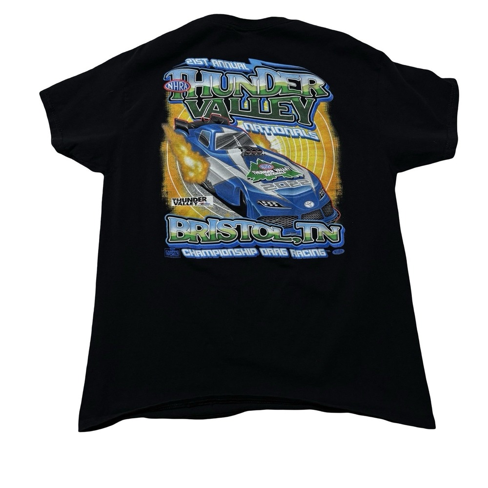 NHRA 2022 Thunder Valley Nationals Bristol, TN Drag Racer T Shirt Sz L 20.5 x 28